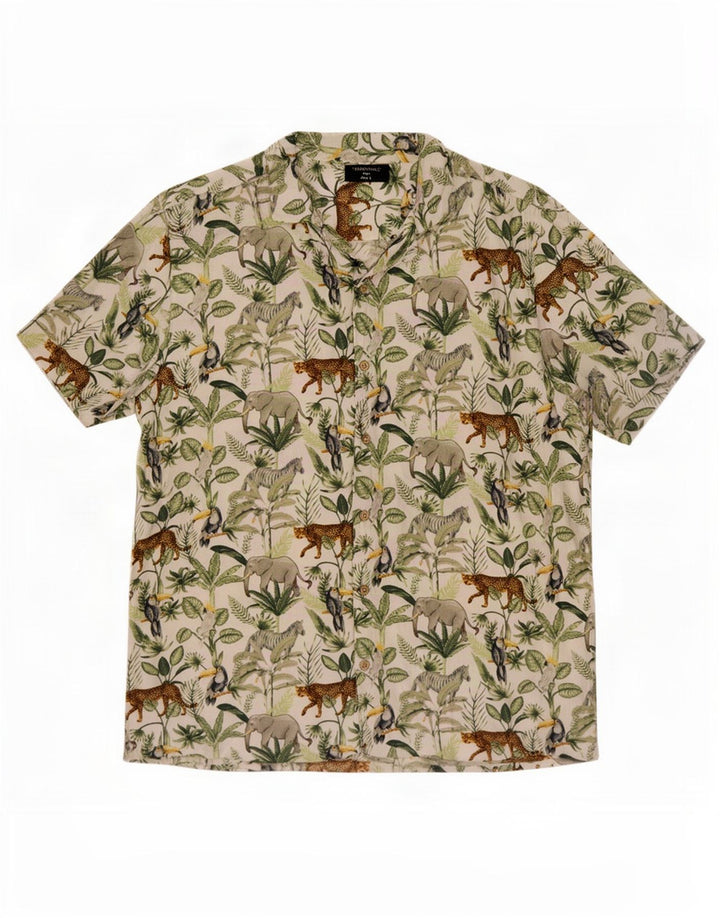 Tessentials Camicia a maniche corte da uomo Jungle Stampa grande animale multicolore