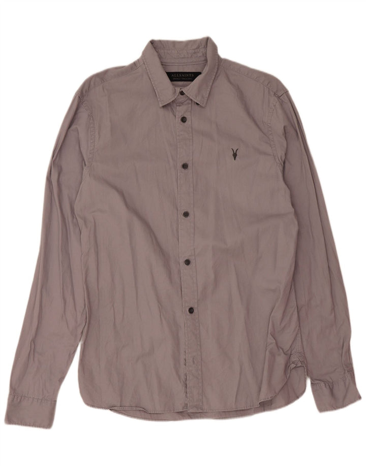 Camicia da uomo All Saints Small in cotone grigio