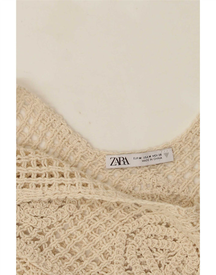 Canotta corta all'uncinetto da donna Zara UK 12 Beige medio