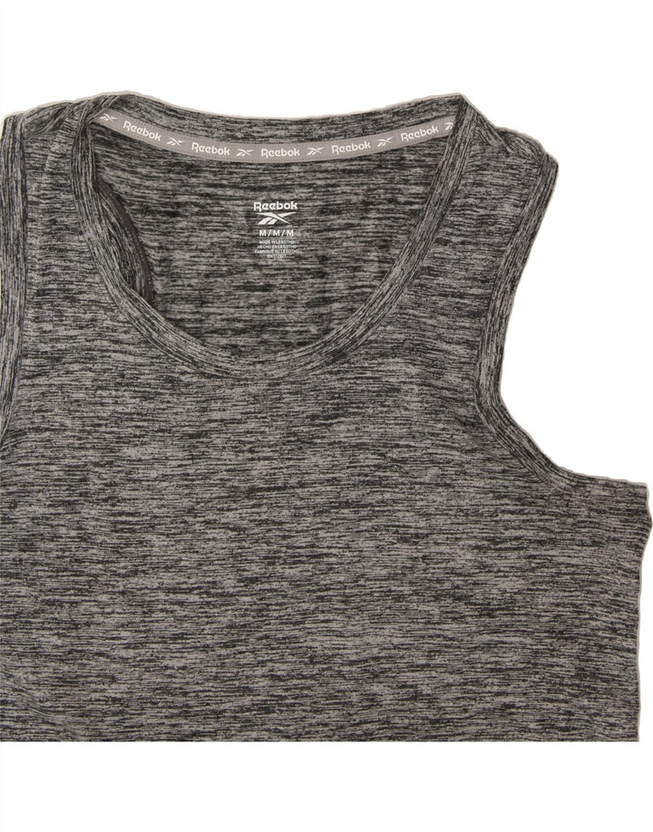 REEBOK Womens Vest Top UK 12 Medium Grey Flecked Vintage Reebok and Second-Hand Reebok from Messina Hembry 