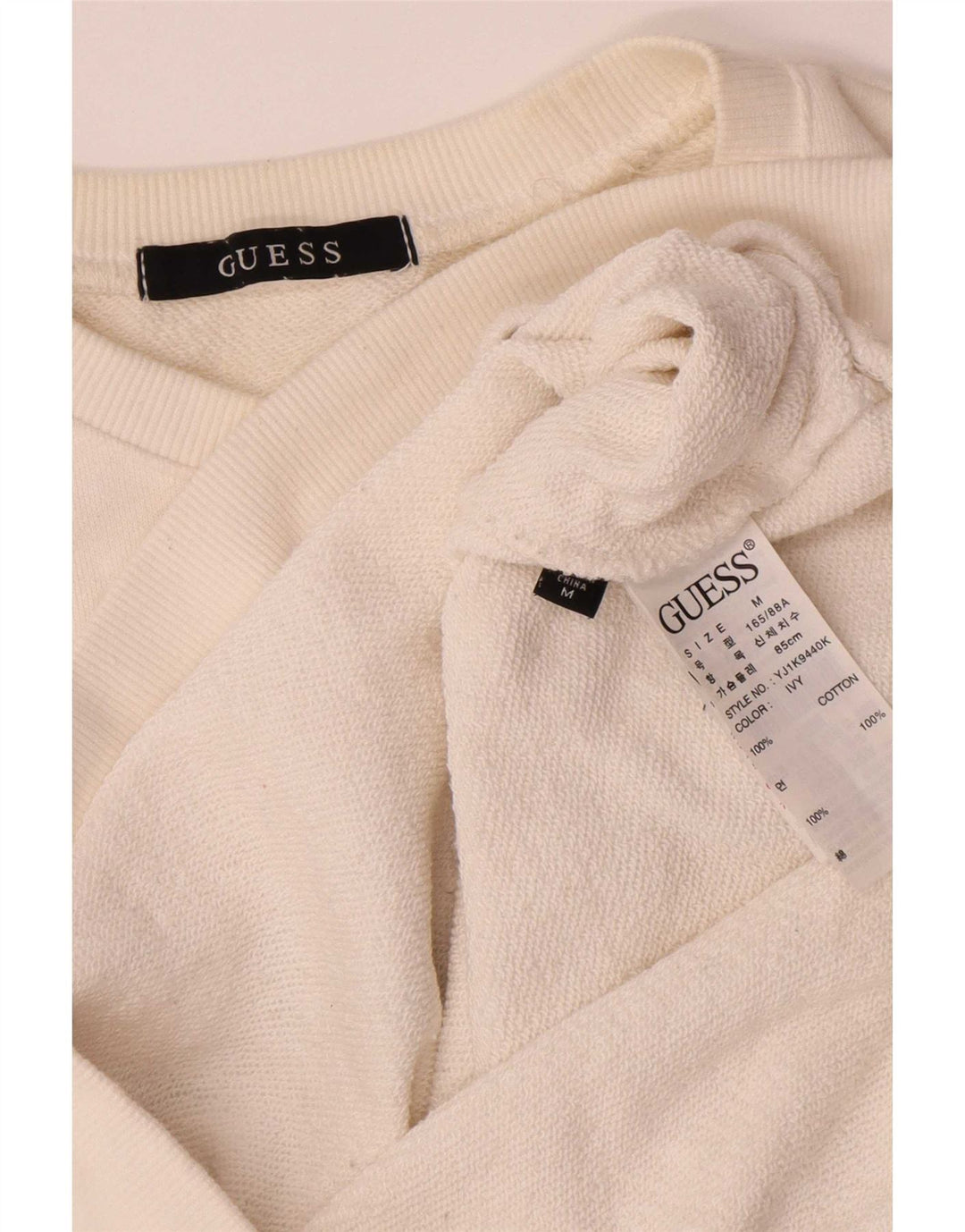 Guess Felpa con grafica da donna Maglione UK 14 Medio Cotone bianco sporco