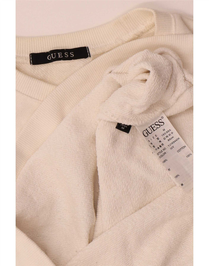 Guess Felpa con grafica da donna Maglione UK 14 Medio Cotone bianco sporco