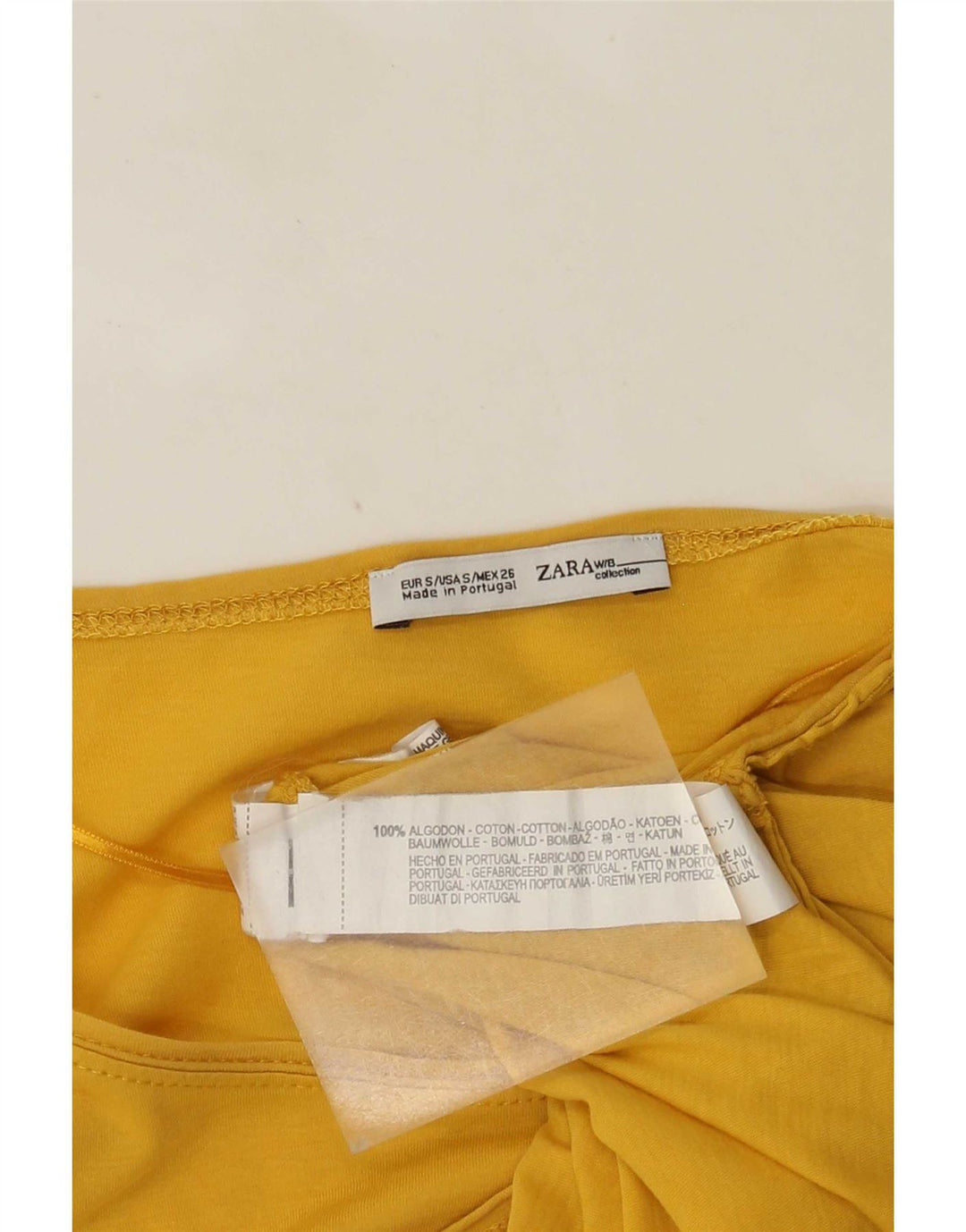 Top Zara da donna a maniche lunghe UK 10 piccolo in cotone giallo