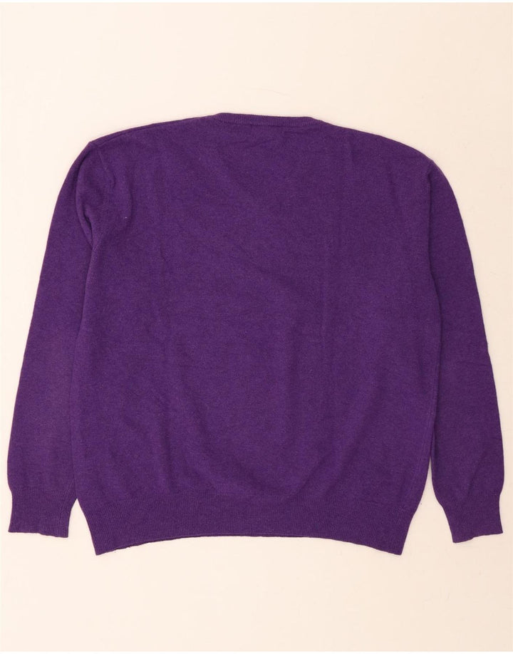 KAPPA Mens V-Neck Jumper Sweater XL Purple Lambswool Vintage Kappa and Second-Hand Kappa from Messina Hembry 