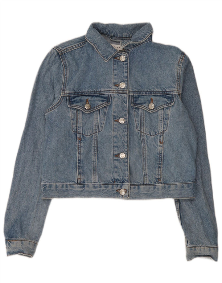 Giacca in denim corto da donna Topshop UK 8 piccolo cotone blu