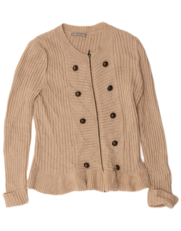 Maglione cardigan da donna Marks & Spencer UK 16 grande acrilico beige