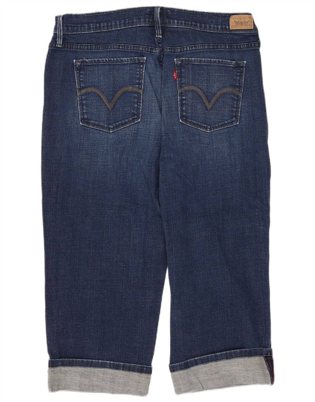 Levi's Donna 515 Capri Jeans US 10 Large W32 L20 Cotone Blu Navy