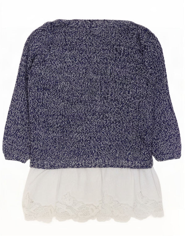 Marks & Spencer Womens Boat Neck Jumper Sweater UK 10 Small Blue Flecked