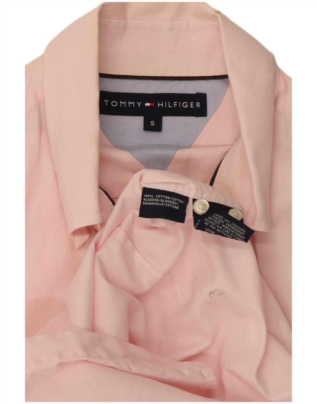 Camicia da uomo Tommy Hilfiger piccola in cotone rosa