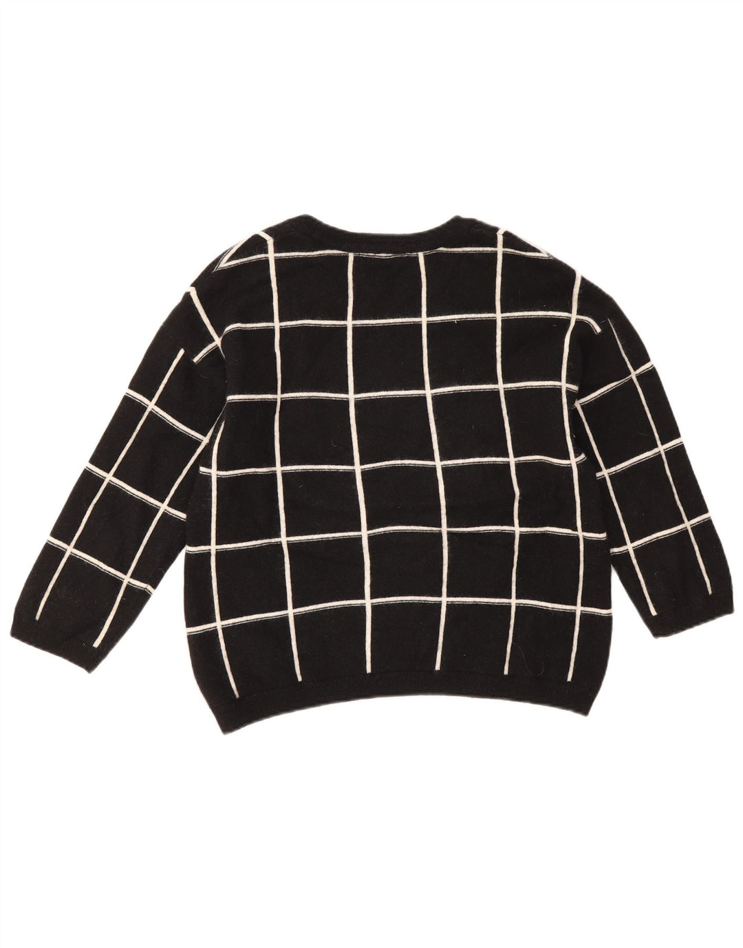 Maglione maglione con scollo a barca da donna Marks & Spencer UK 14 grande motivo a quadri neri