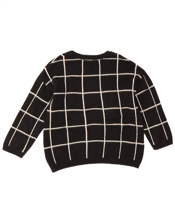 Maglione maglione con scollo a barca da donna Marks & Spencer UK 14 grande motivo a quadri neri