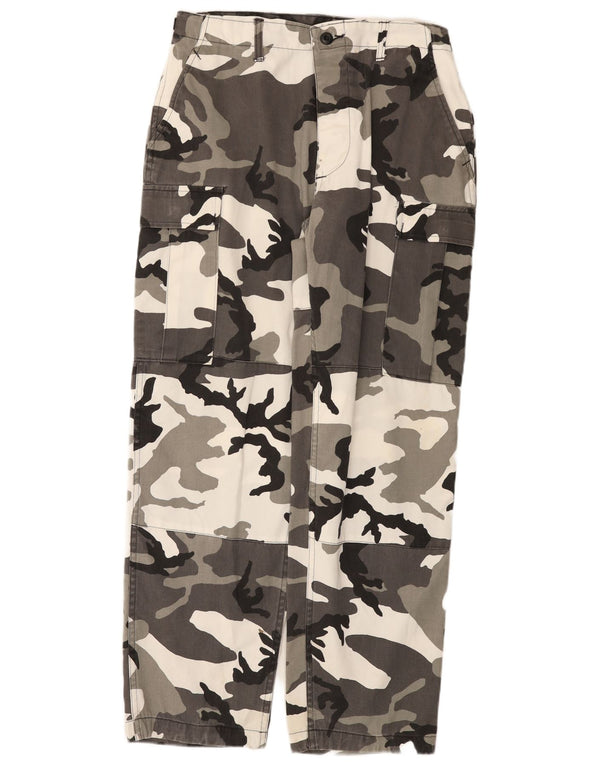 Pantaloni cargo dritti da uomo vintage W32 L31 in cotone mimetico grigio