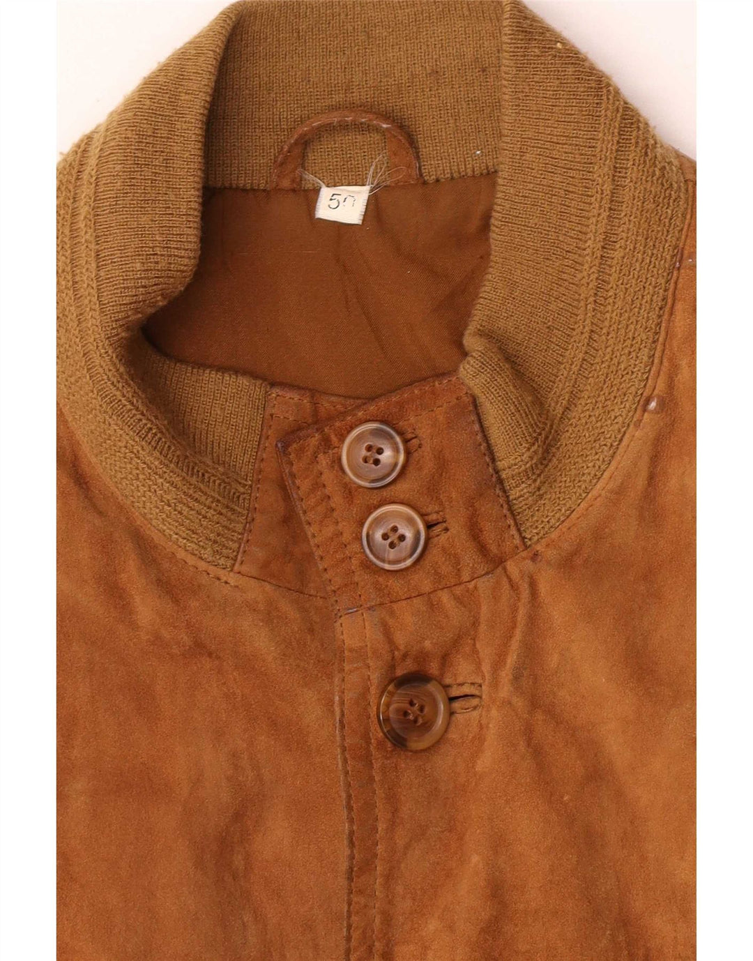 Giubbotto bomber vintage in pelle scamosciata da uomo IT 50 grande marrone