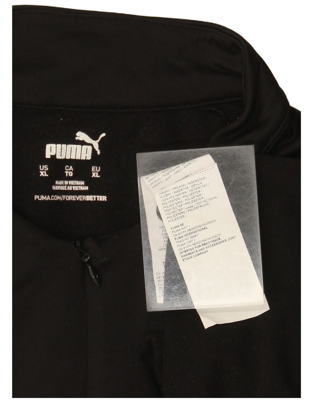 PUMA Top da tuta pullover con zip e collo da donna UK 18 XL a righe nere