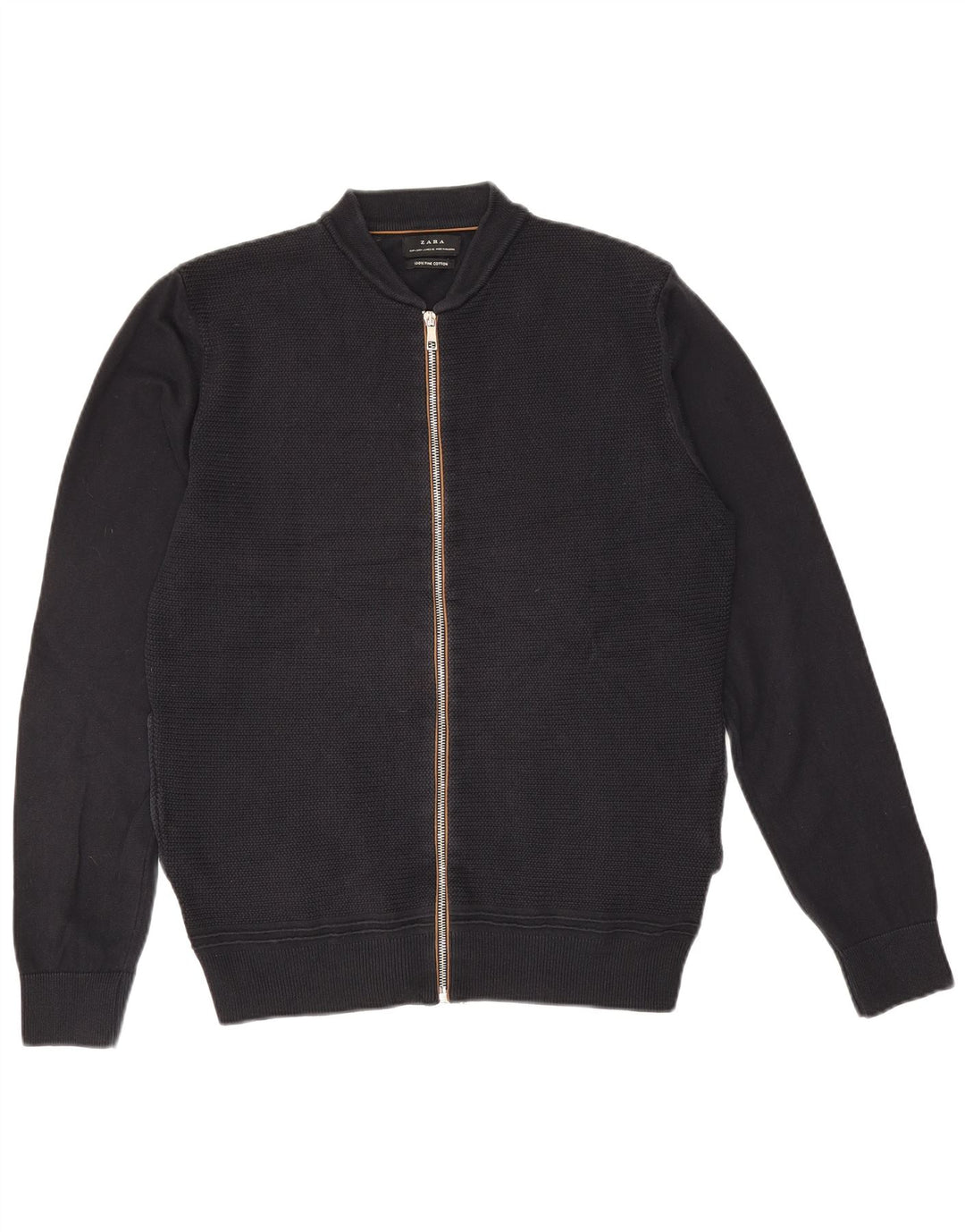 Maglione cardigan da uomo Zara grande in cotone blu navy
