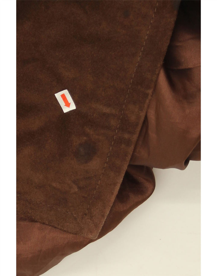 Soprabito oversize in pelle scamosciata vintage da donna IT 46 grande in pelle marrone