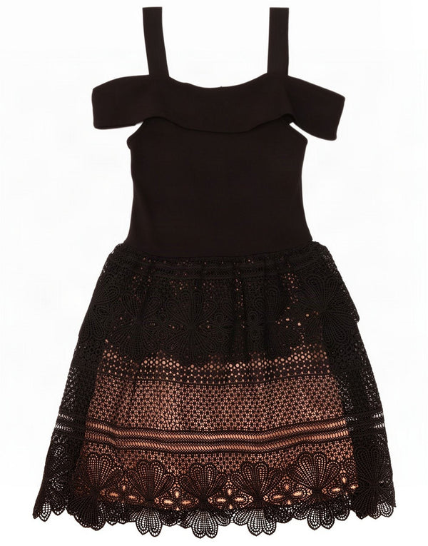 French Connection Womens Off Shoulder Dress UK 10 Small Black Viscose