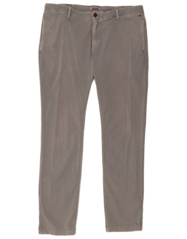 Pantaloni chino slim da uomo Tommy Hilfiger W36 L32 cotone grigio