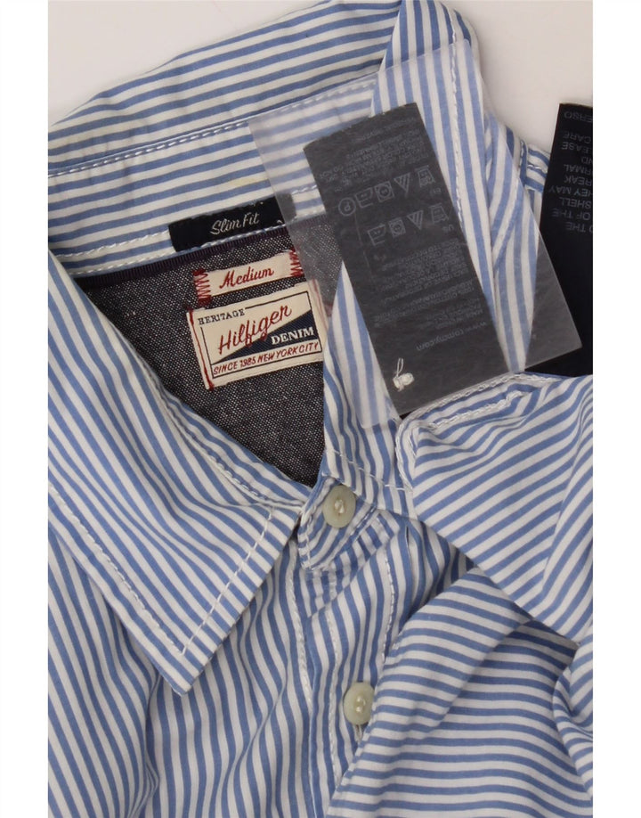TOMMY HILFIGER Camicia slim fit da uomo in cotone a righe blu medio