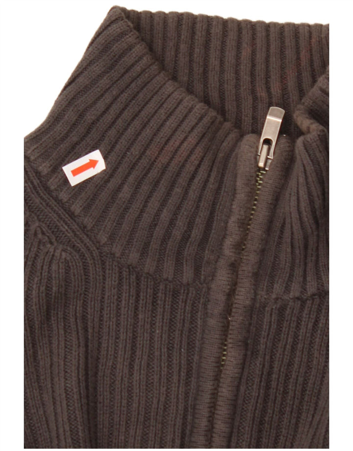 CALVIN KLEIN Maglione da uomo con zip e collo grande in cotone grigio