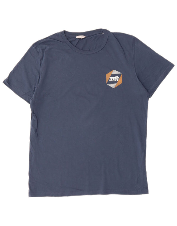 JACK & JONES T-shirt da uomo Top media in cotone blu navy