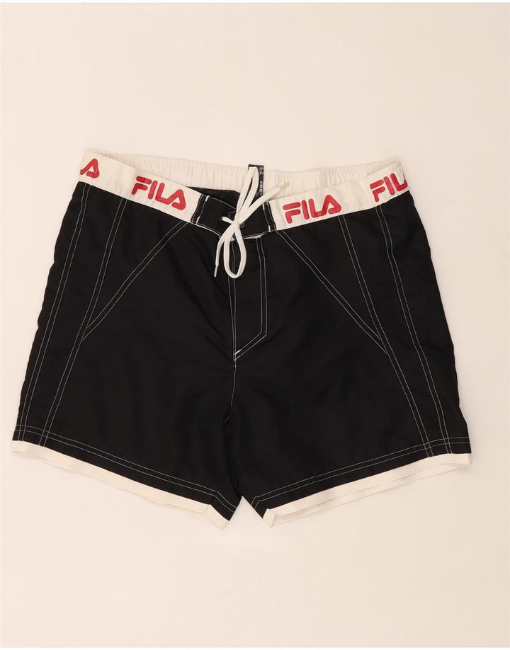 Pantaloncini da bagno grafici da uomo Fila color block medio nero