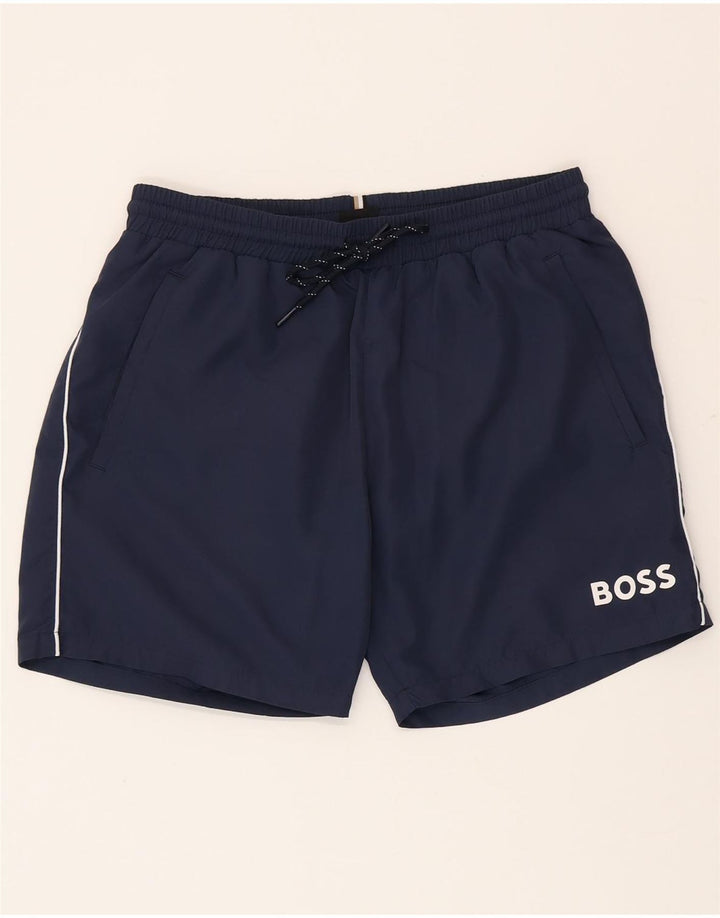 Pantaloncini da bagno da uomo Hugo Boss piccoli blu navy