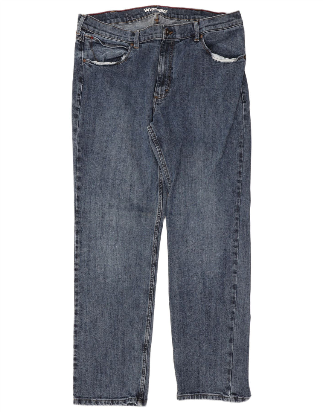 Jeans dritti regolari da uomo Wrangler W38 L32 cotone blu