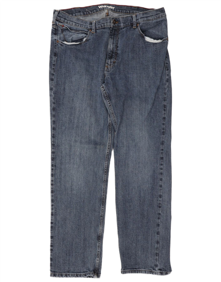 Jeans dritti regolari da uomo Wrangler W38 L32 cotone blu