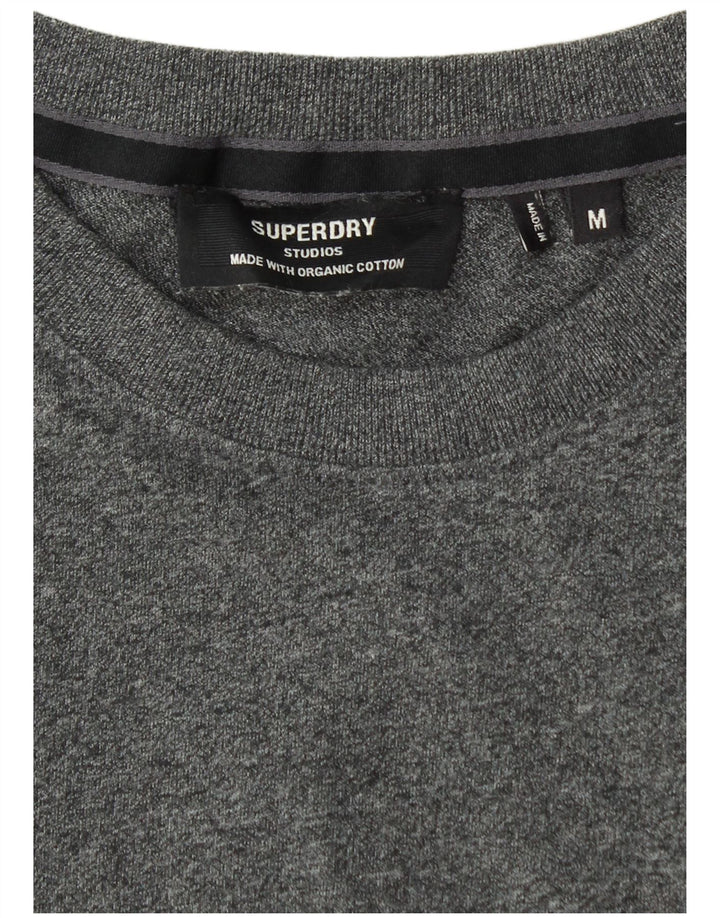 T-shirt da uomo SUPERDRY Top in cotone chiazzato grigio medio