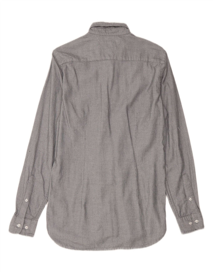 TOMMY HILFIGER Mens Slim Fit Shirt Small Grey Spotted Cotton Vintage Tommy Hilfiger and Second-Hand Tommy Hilfiger from Messina Hembry 