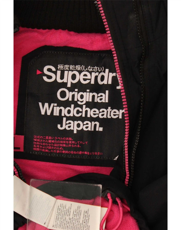 Giacca a vento da donna con cappuccio Superdry UK 16 grande poliestere nero