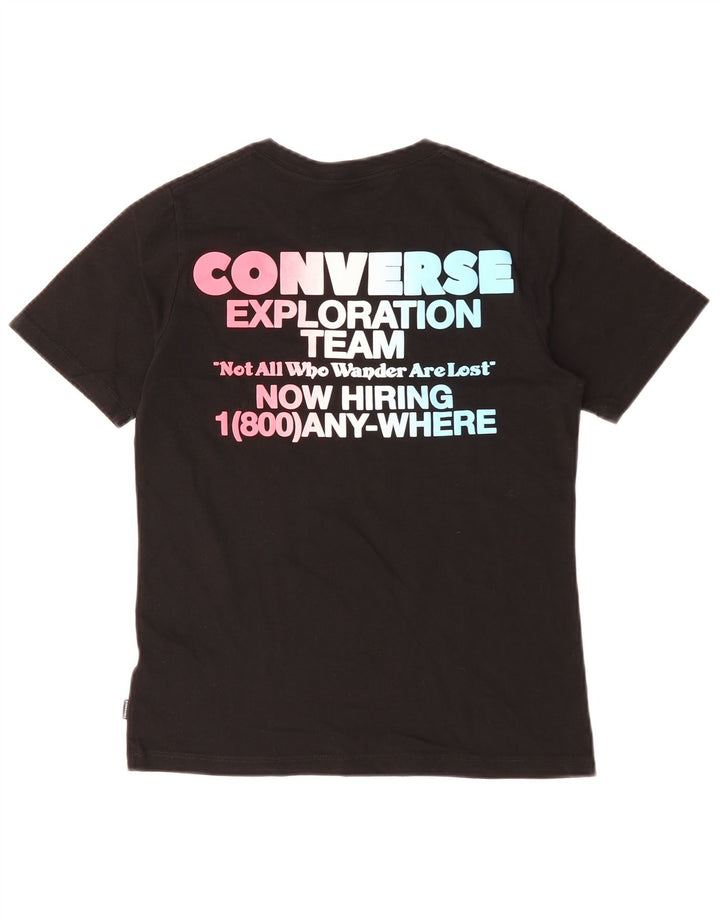 T-shirt grafica da donna Converse Top UK 10 piccola in cotone nero