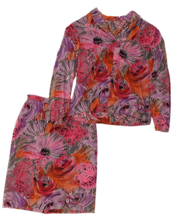 Set gonna vintage da donna in 2 pezzi piccolo W24 floreale multicolore