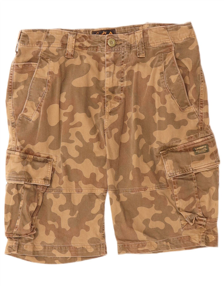 Pantaloncini cargo da uomo SUPERDRY W32 in cotone mimetico marrone medio