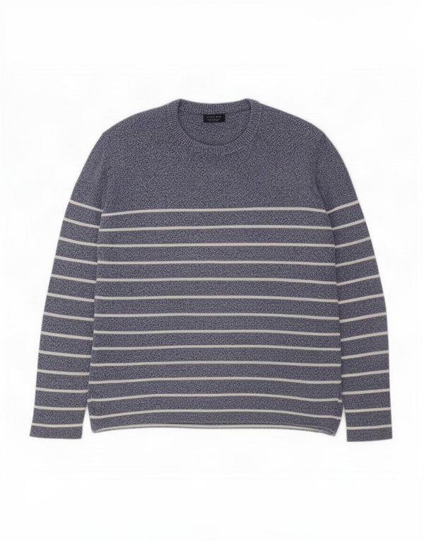 Maglione maglione girocollo da uomo Zara XL a righe blu navy