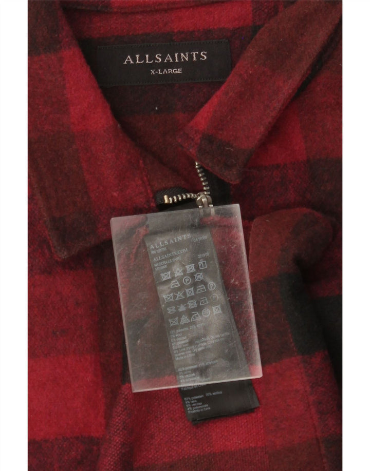 ALL SAINTS Camicia da uomo in flanella XL Poliestere a quadretti rosso