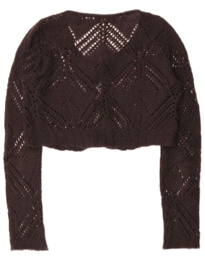 ZARA Womens Crochet Bolero Jumper UK 16 Large Grey