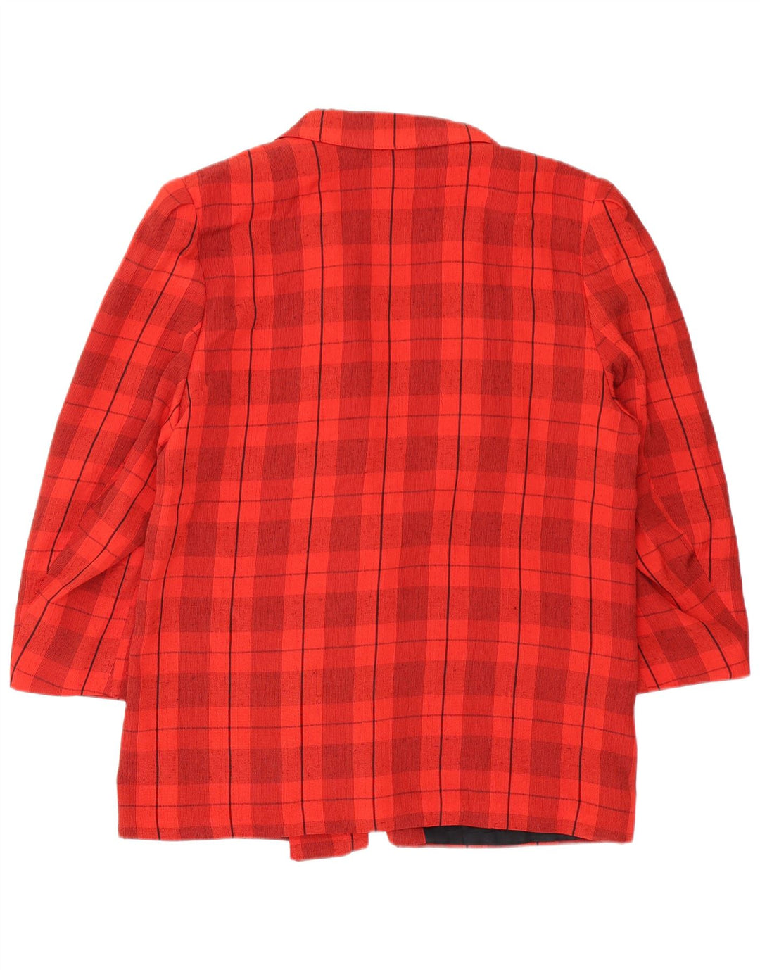Giacca blazer doppiopetto vintage da donna EU 44 XL viscosa a quadri rossa