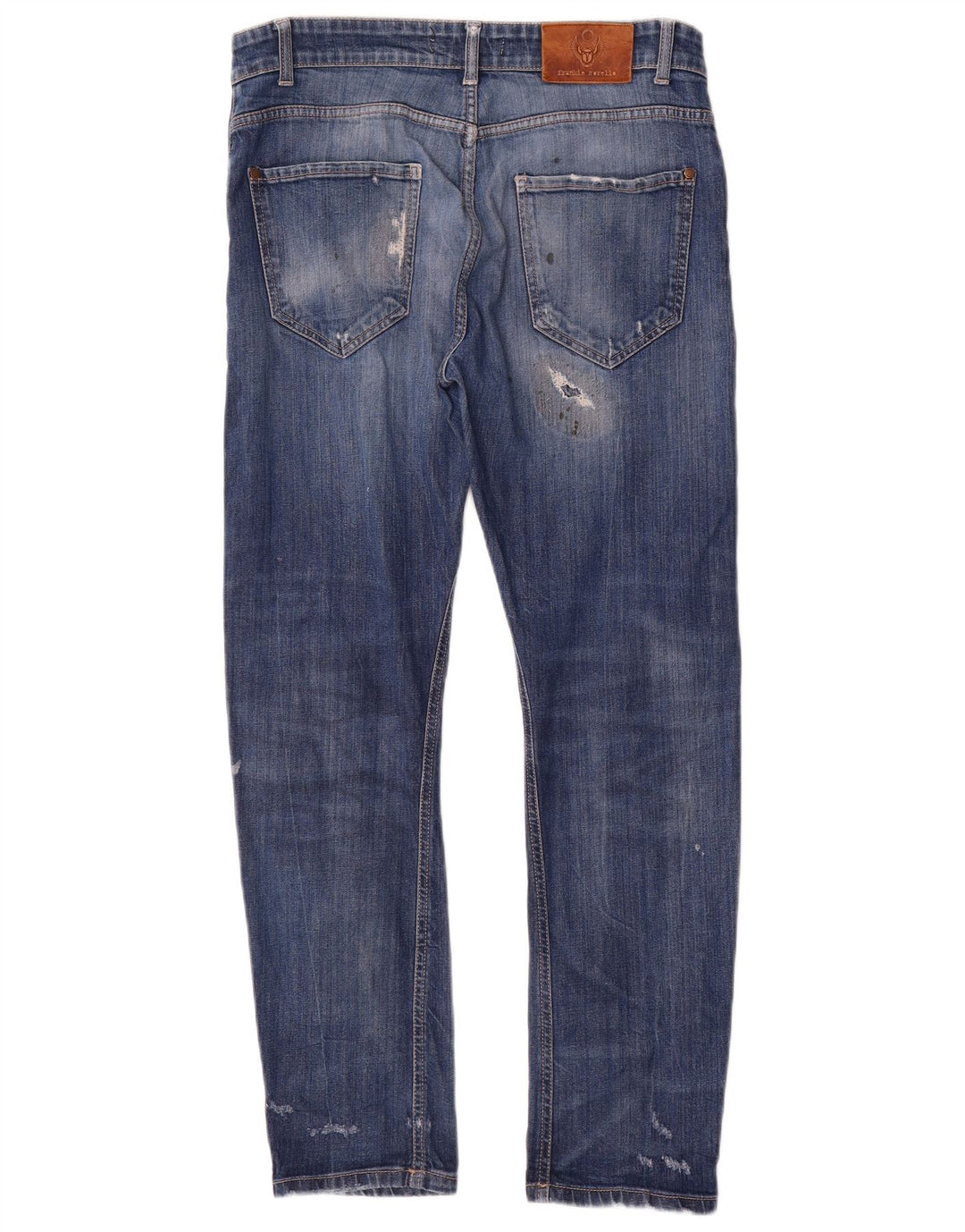 Jeans slim invecchiati da uomo Frankie Morello W34 L29 cotone blu
