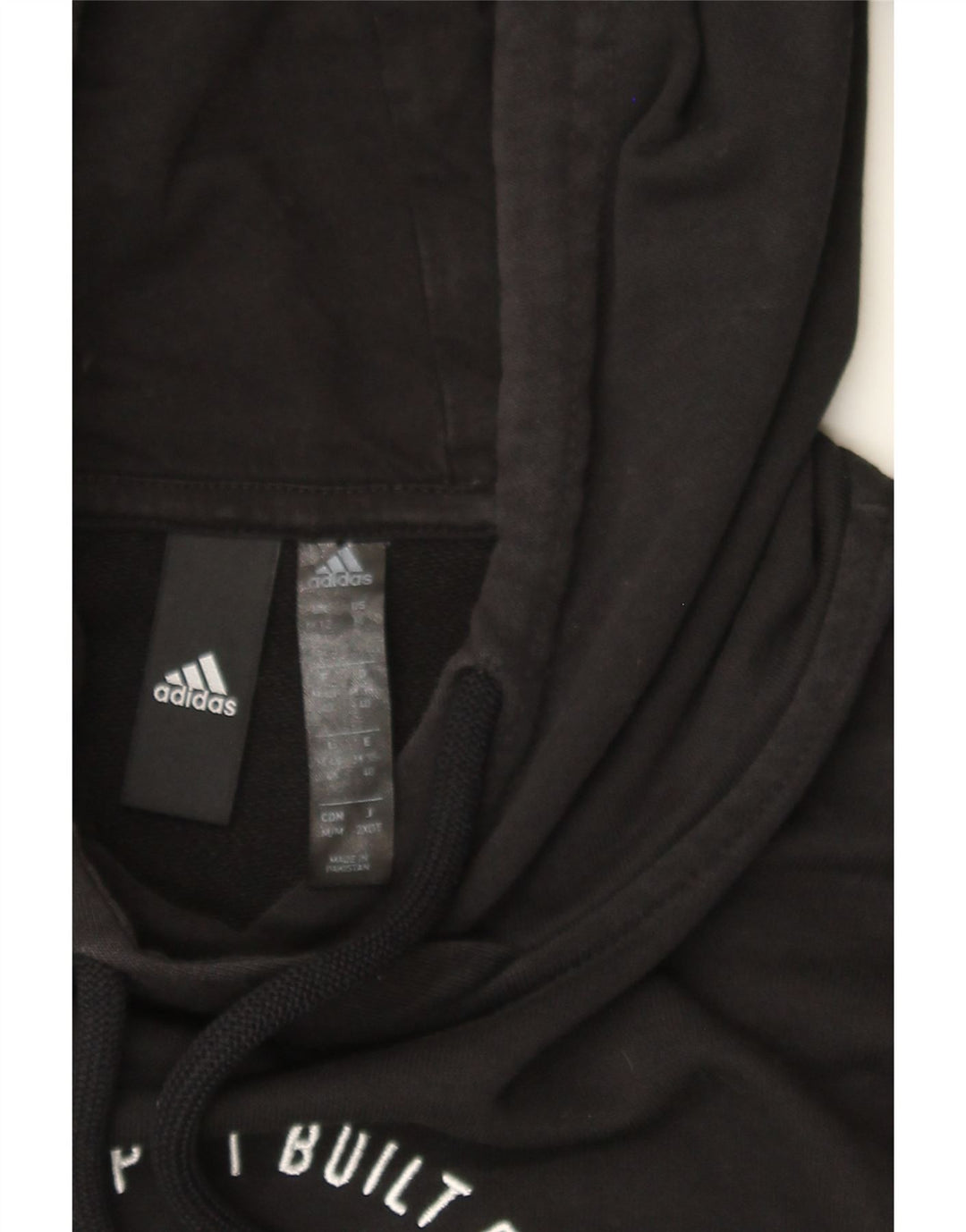 ADIDAS Womens Oversized Graphic Hoodie Jumper UK 12/14 Medium Black Vintage Adidas and Second-Hand Adidas from Messina Hembry 