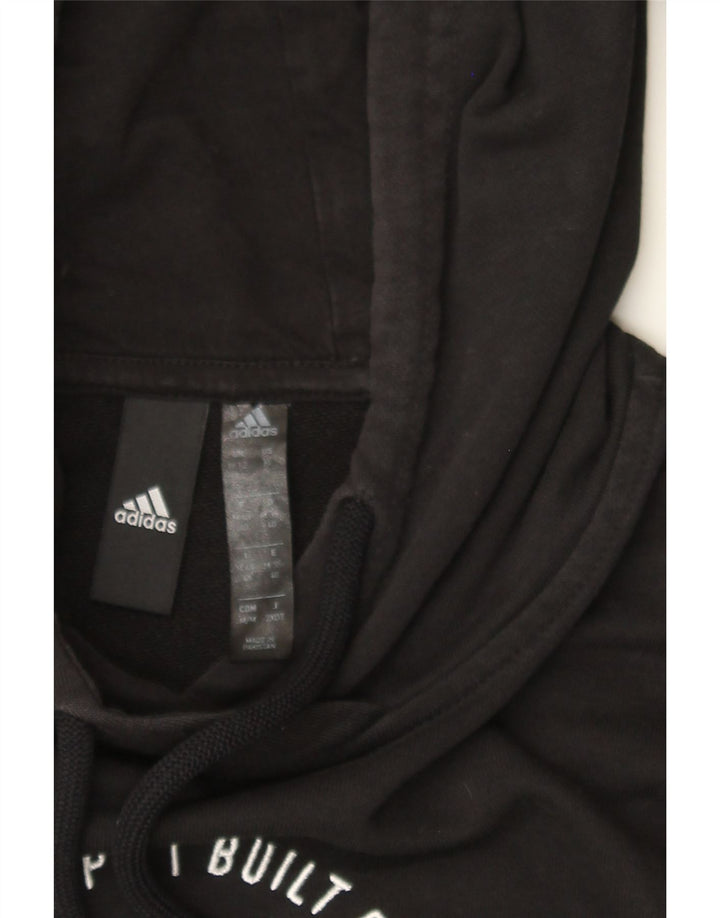 ADIDAS Womens Oversized Graphic Hoodie Jumper UK 12/14 Medium Black Vintage Adidas and Second-Hand Adidas from Messina Hembry 