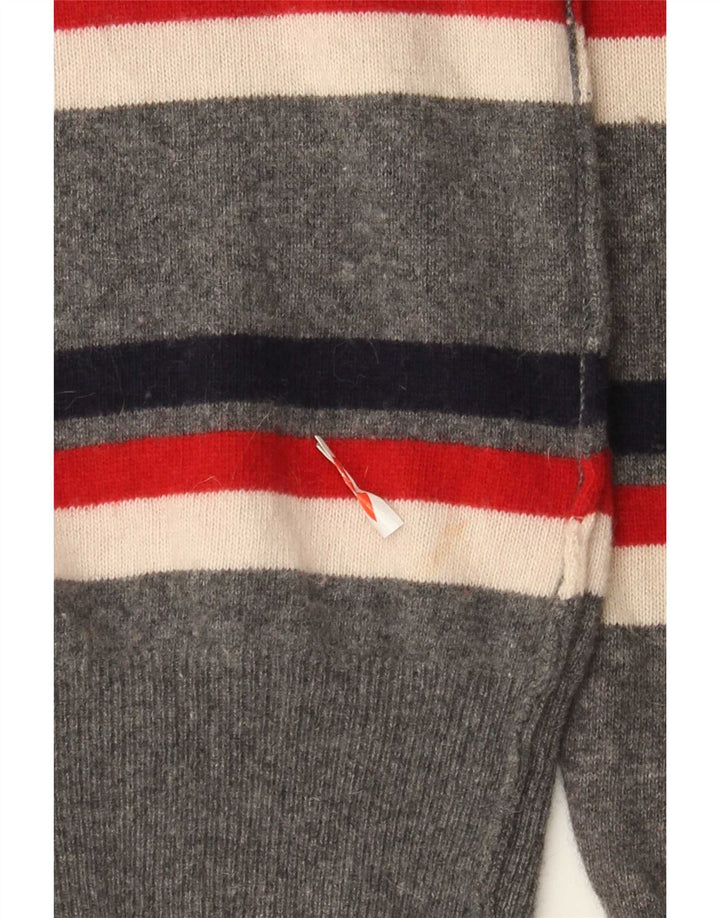 Dolce & Gabbana Maglione cardigan grafico da uomo in lana a righe grigio medio