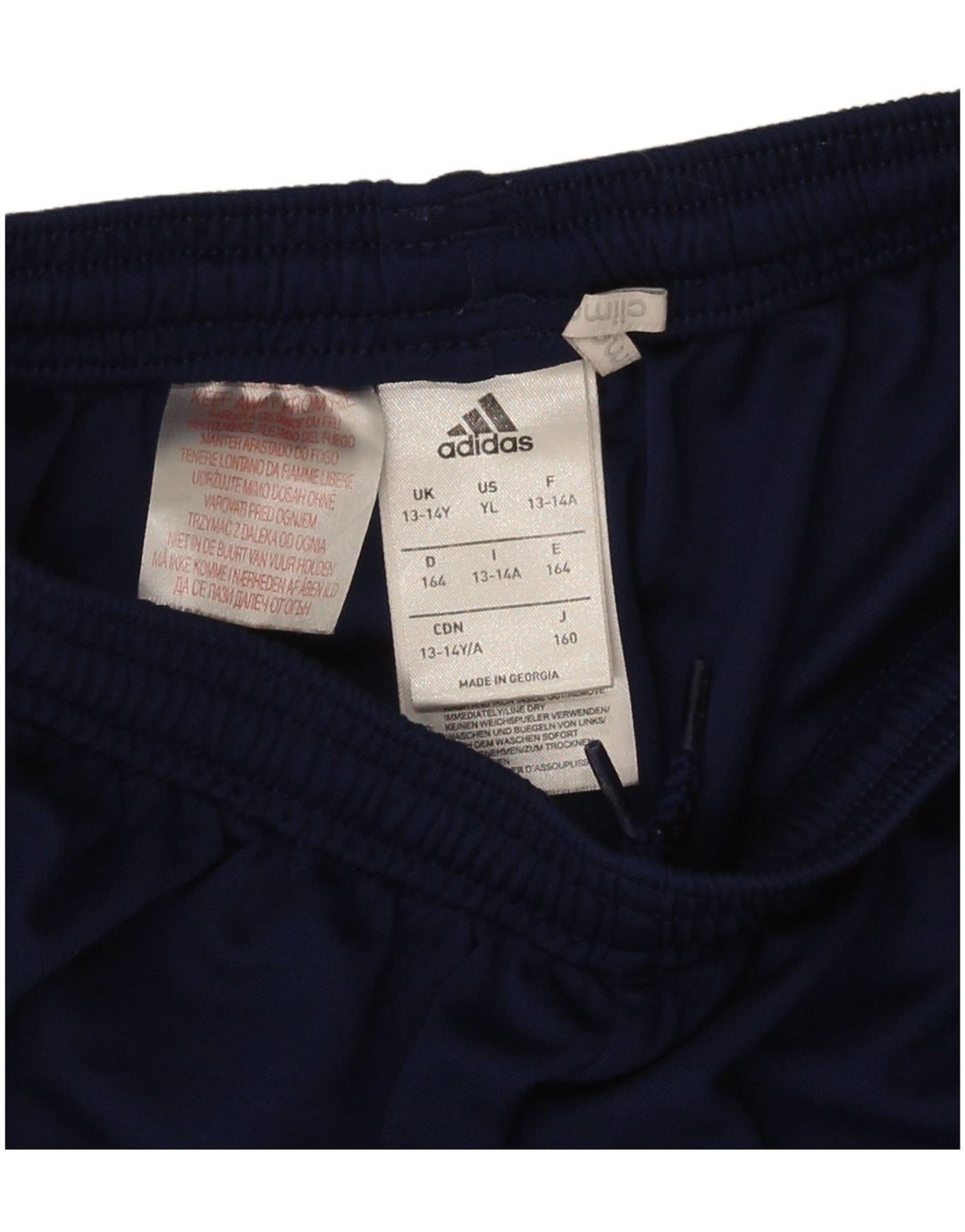 Pantaloncini sportivi Adidas Climalite da ragazzo 13-14 anni in poliestere blu navy