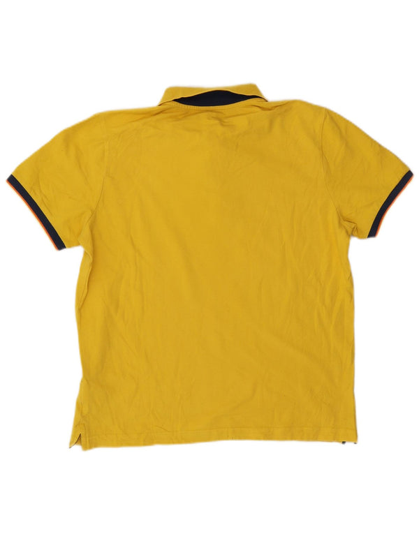 Polo K-Way da uomo grande in cotone color block giallo