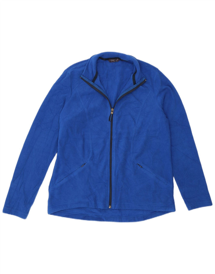 Giacca in pile da donna Marks & Spencer UK 14 Large Blu Poliestere
