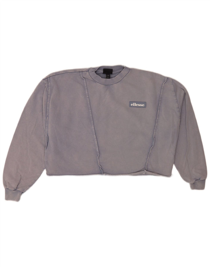 Ellesse, felpa oversize corta da donna, maglione, UK 8, piccolo, cotone blu