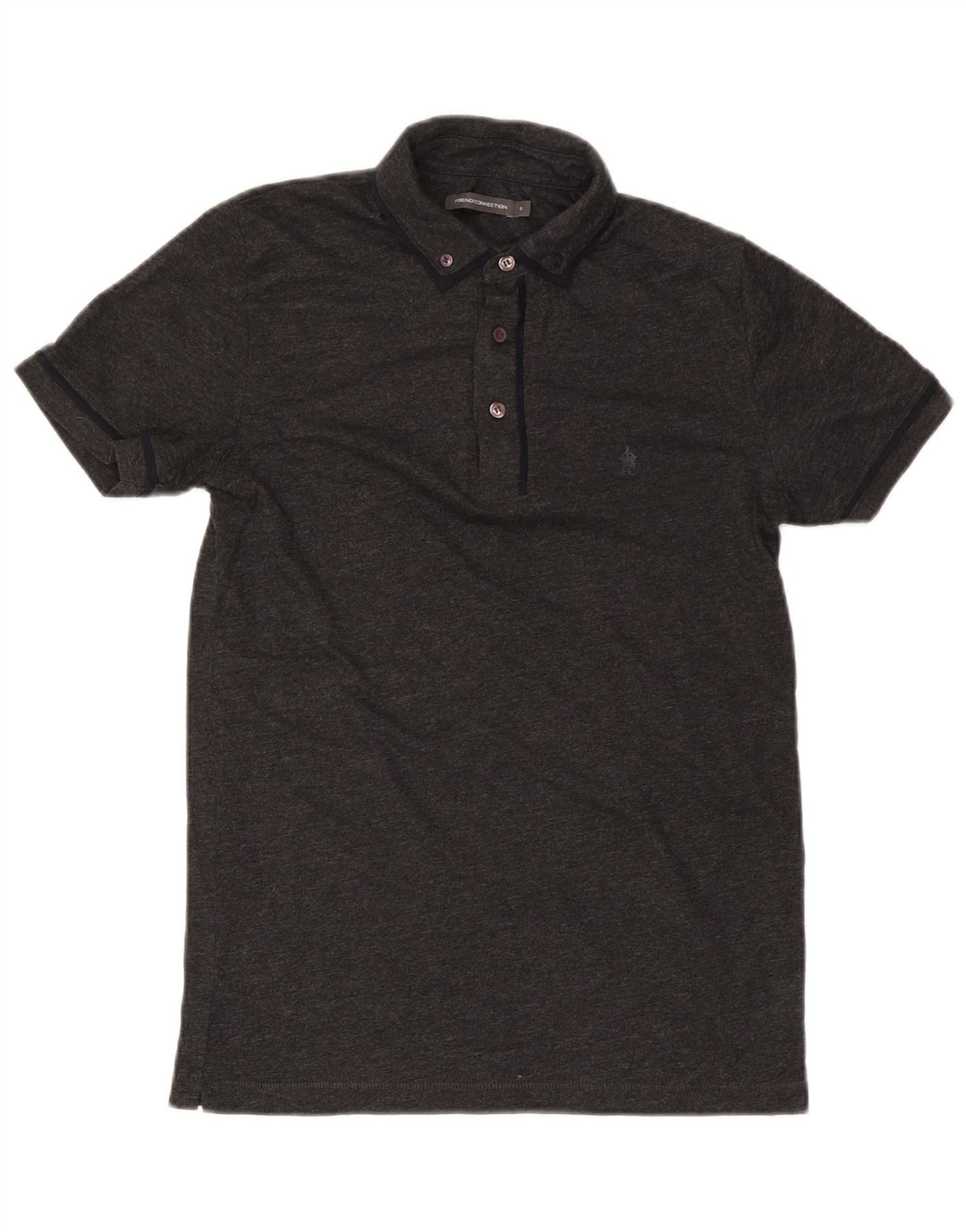 Polo da uomo French Connection piccola in cotone chiazzato grigio