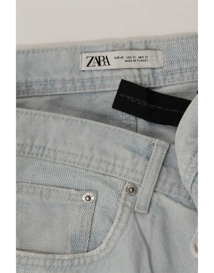 Pantaloncini di jeans da uomo Zara EU 40 medio W31 cotone patchwork blu
