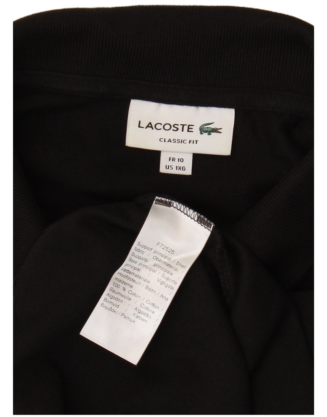 Polo LACOSTE da uomo vestibilità classica taglia 10 5XL cotone nero